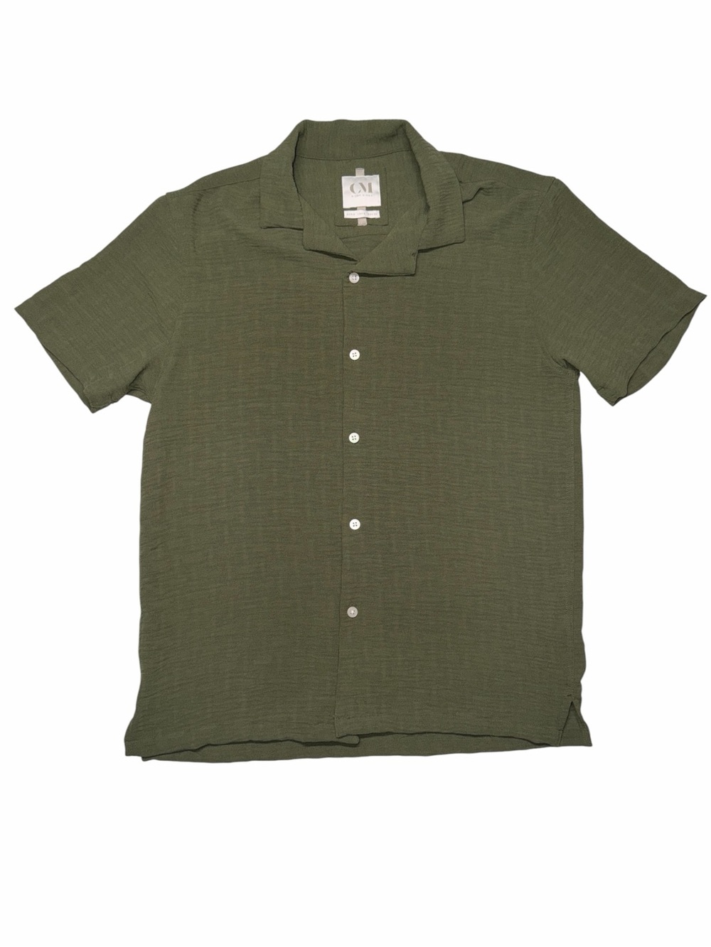 Cactus Man Ricky Singh Olive Green Short Sleeve Button-Up Shirt Sz Small Resort